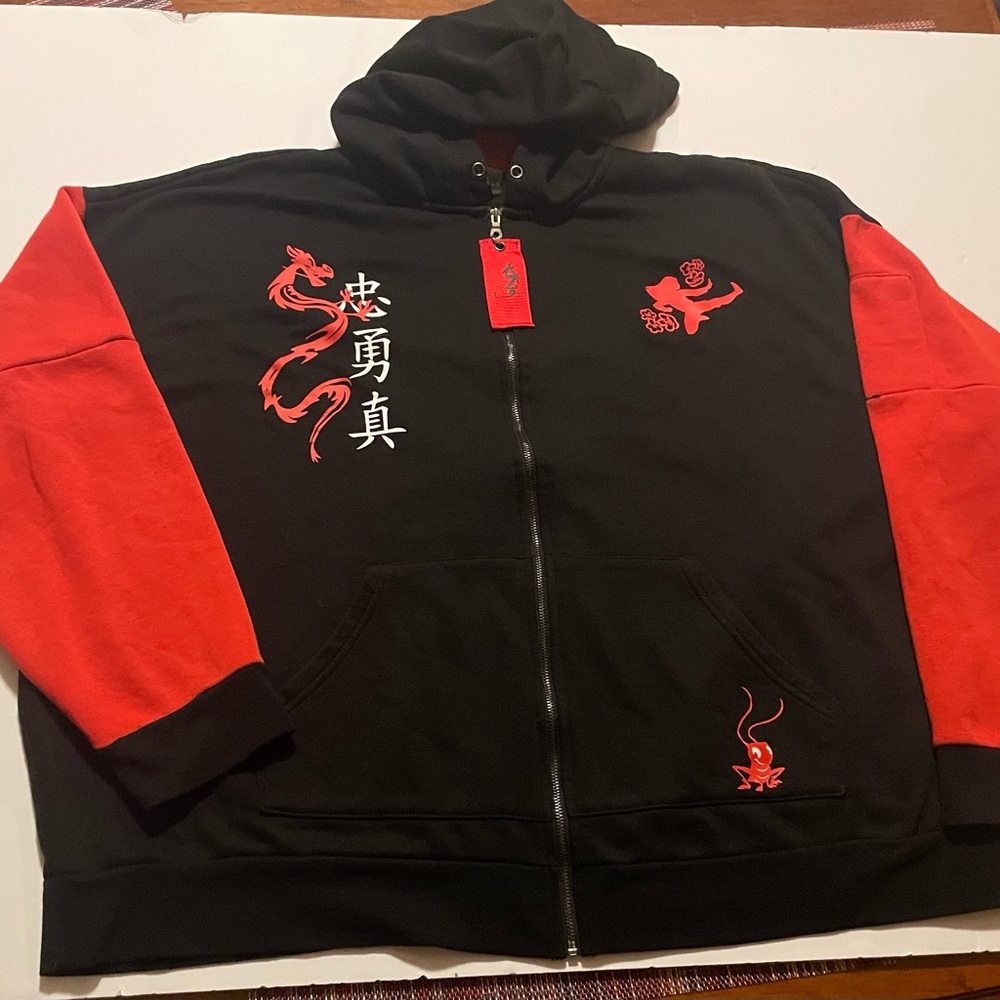 Disney Black and Red Dragon Zip Front Hoodie Jacket